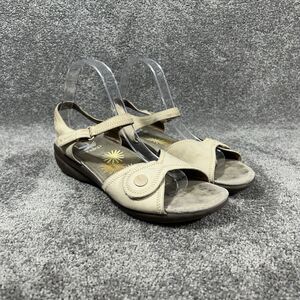 Dansko Iris Womens Size EU 40 US 9.5 Beige Leather Wedge Sandal Comfort Shoes